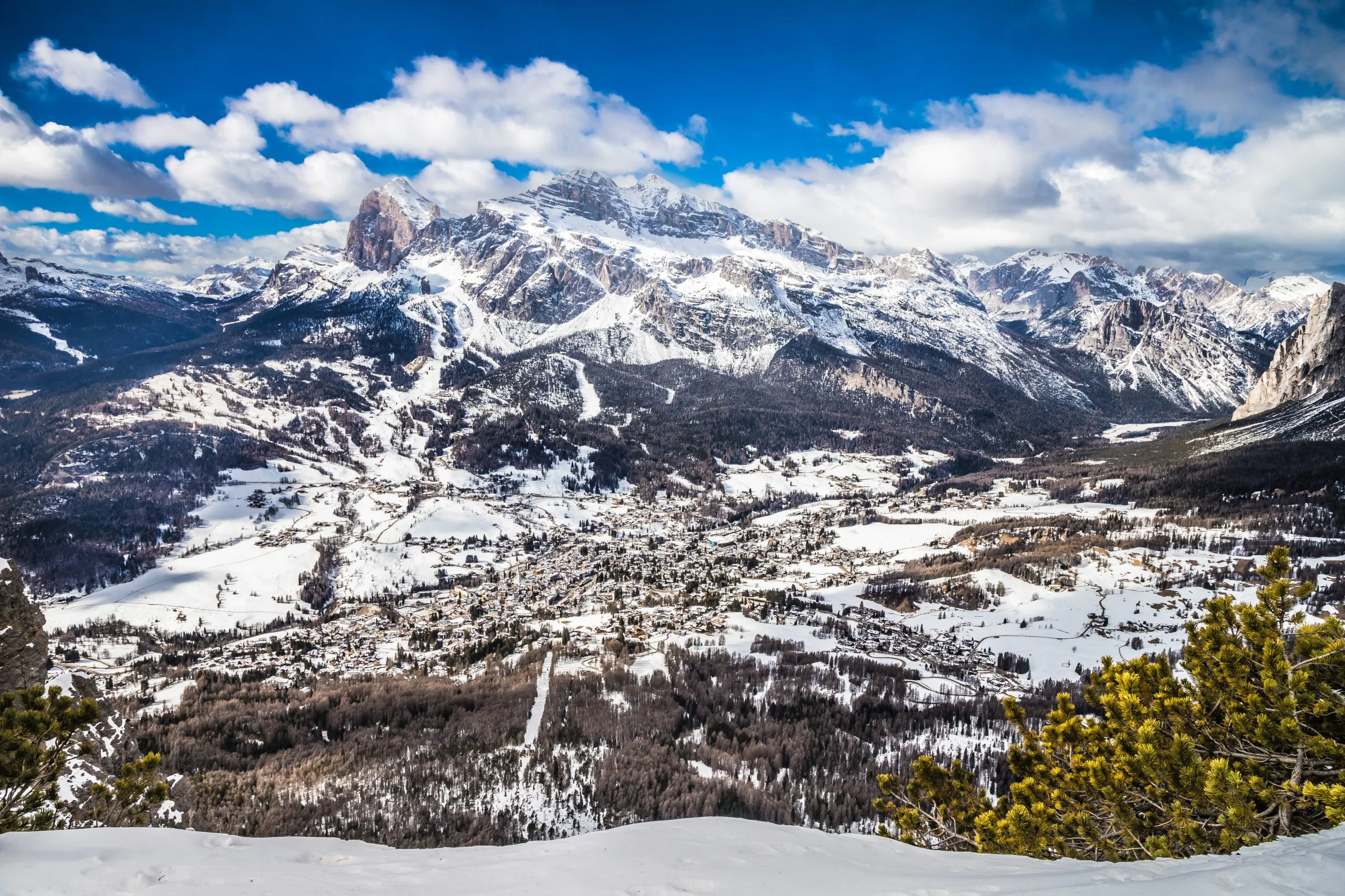 Scenic view from one of the peaks near Cortina d'Ampezzo, Italy.